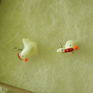 3d chicken earrings